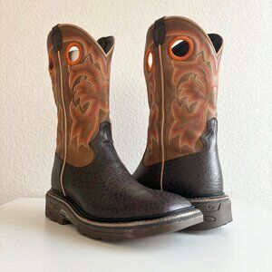 NEW Capitan Mens Cowboy Workboots Size 9D Western Brown Leather Square Toe Boots